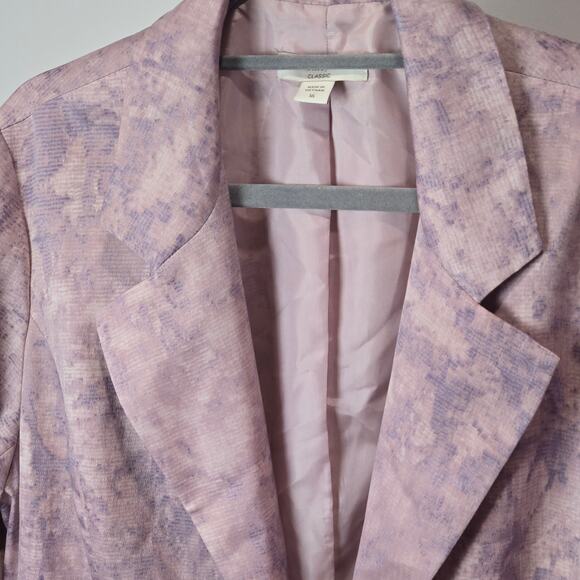 Coldwater Creek Blazer Jacket Mauve Pink Watercolor Silky Classic Career Plus 16 - Picture 2 of 7
